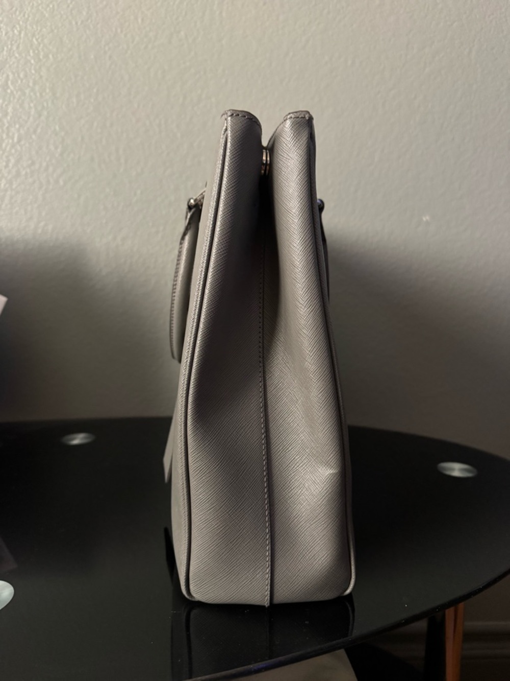 Prada Galleria |  Silver-Gray Saffiano Leather Structured Satchel - Picture 2 of 13